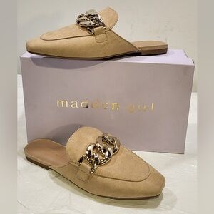 MADDEN GIRL Squiree tan flat mules